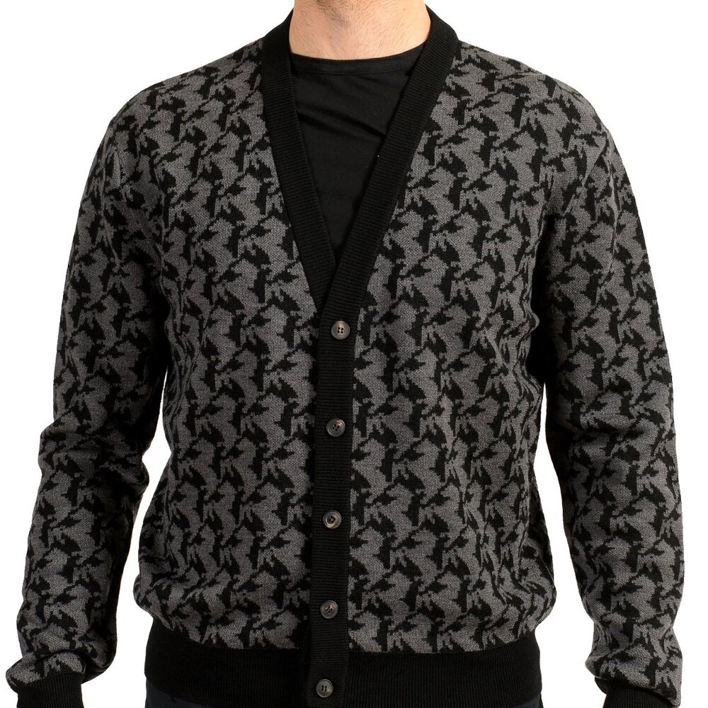 Scuderia Ferrari Fluid Cavallino Pixelated Wool Cardigan Sweater US 2XL IT 56